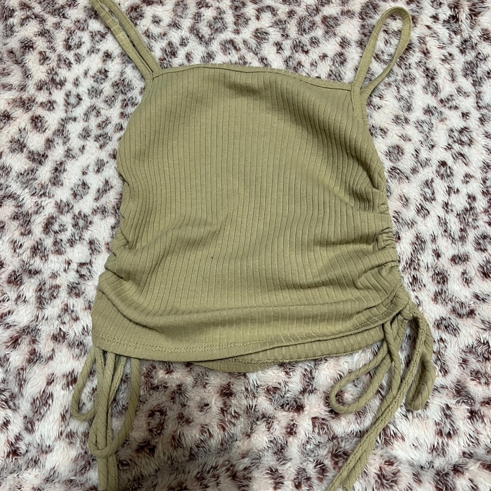 Brown Ribbed Tank Top
